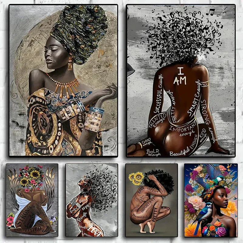 Inspirational African American Black Woman Graffiti Canvas Art Painting  Modern Wall Poster for Bedroom Living Room Decor
