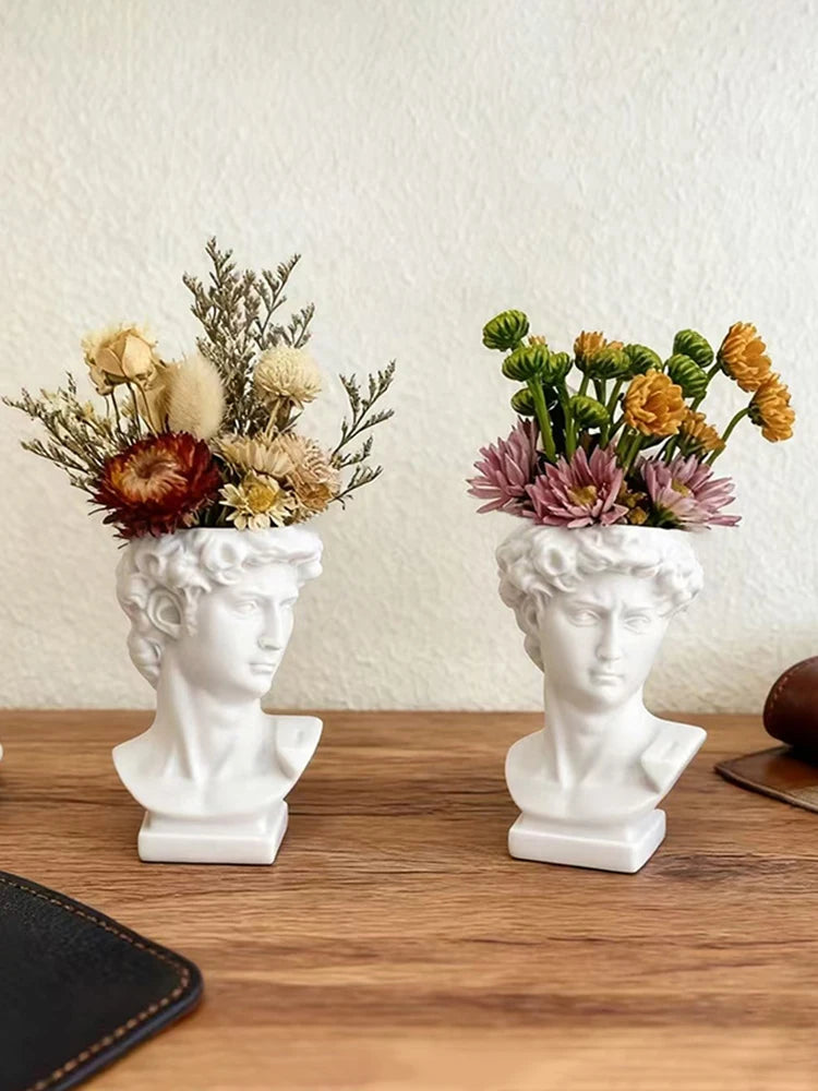 David Art Statue Flowerpot for Inserting Dried Flowers and Simulating Flowers Home Living Room Bedroom Decoration Gift