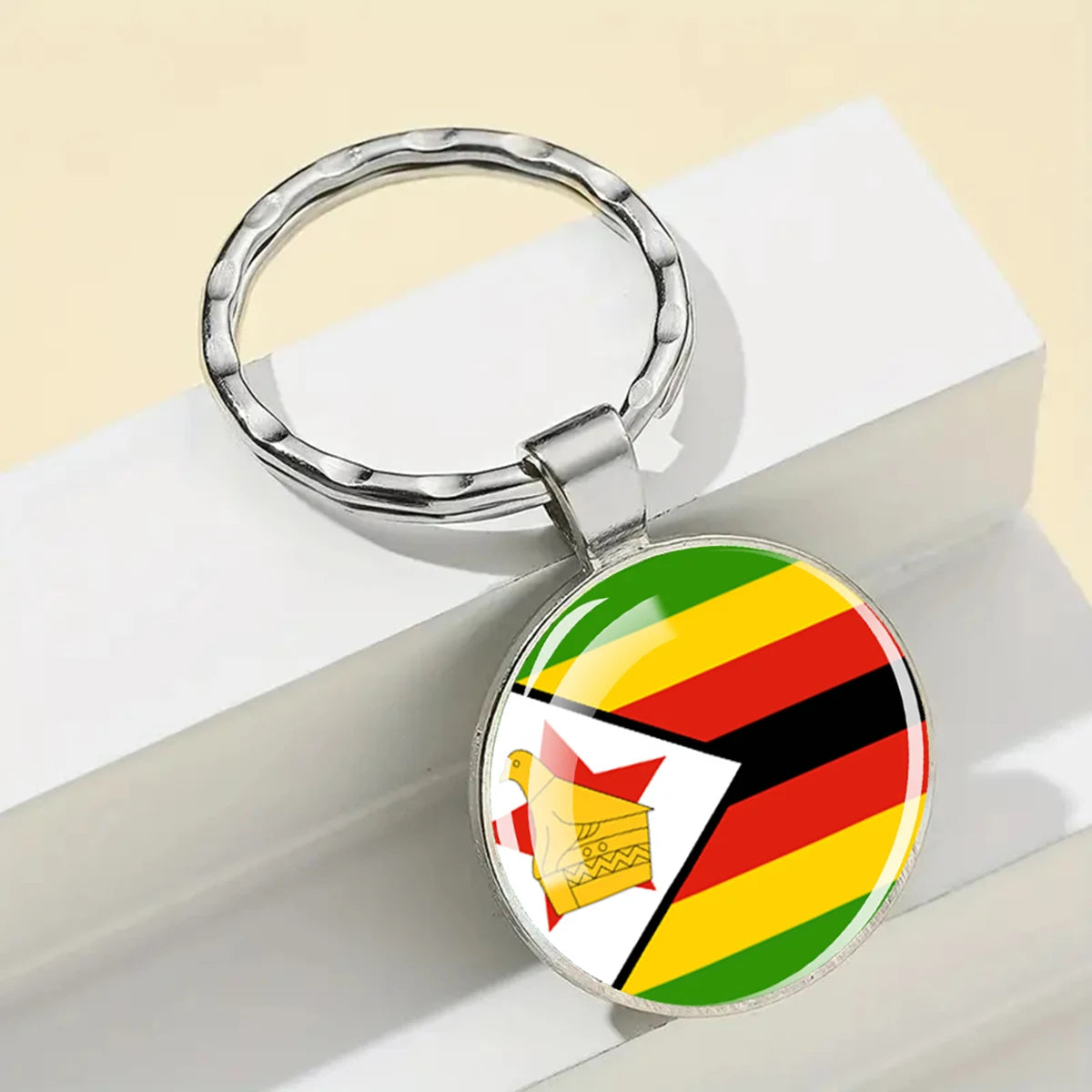 African National Flags Keychain Africa Country Algeria South African Morocco Egypt Nigeria Flag Glass Key Chain Patriot Gift
