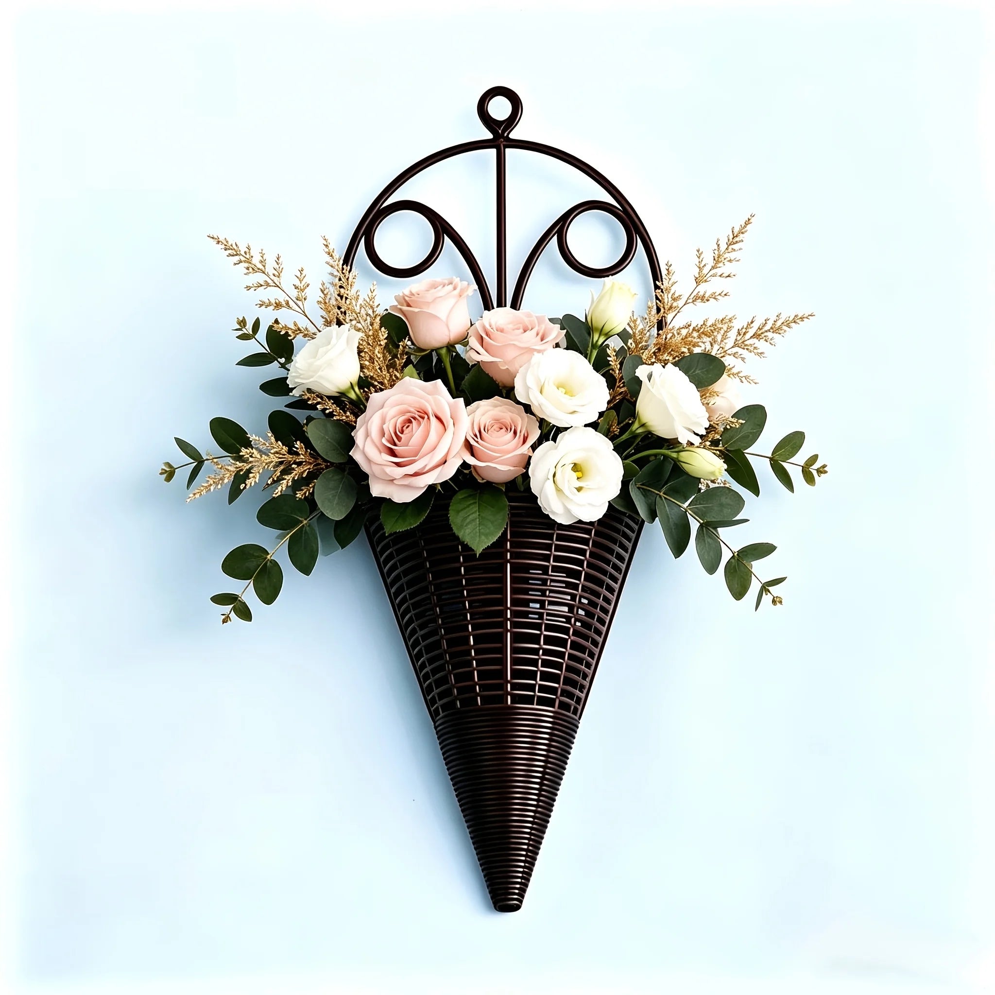 Integrated Tapered Wall Hanging Flower Basket Planter Stand For Indoor Outdoor Home Garden Decor Wall Mounted Flower Rack