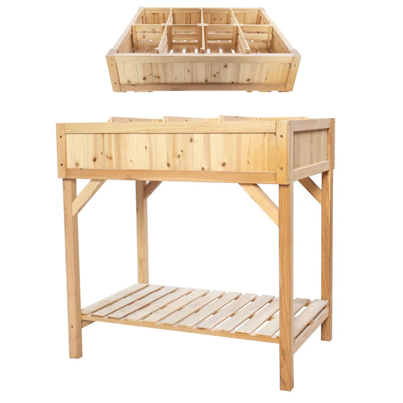 Wood Raised Garden Bed Large Wooden Planter Box Flower Herb Gardening Beds Outdoor With Legs