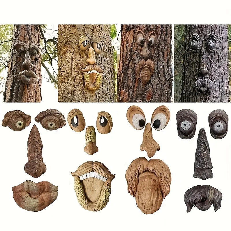 Tree Face Ornaments, Creative Garden Decorations, Resin Crafts, Yard Decor, Wall Embellishments
