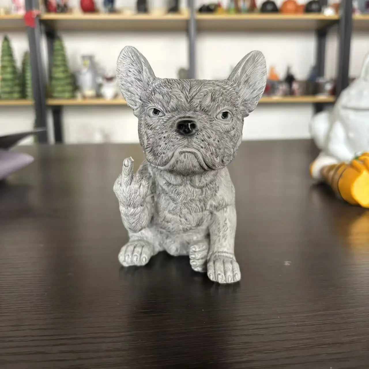 Funny Attitude Dog Planter, French Bulldog Resin Flower Pot for Indoor Outdoor Garden Ornament
