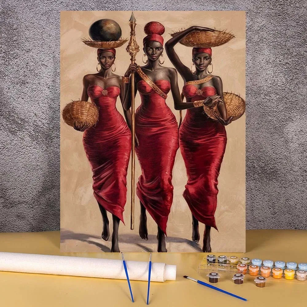African Woman Paint By Numbers HandPainted Kit On Canvas DIY Oil Painting Set Pictures By Number Home Decoration Wall Art Gift
