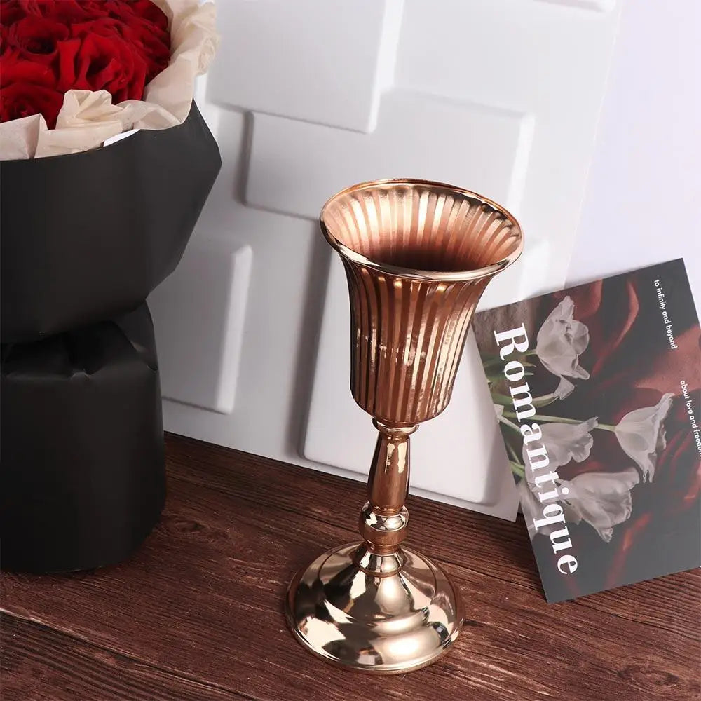 Table Gold Iron Vase Candle Holder Arrangement Wedding Flower Centerpiece Vase Wedding Props Vase Home Decoration Furnishings