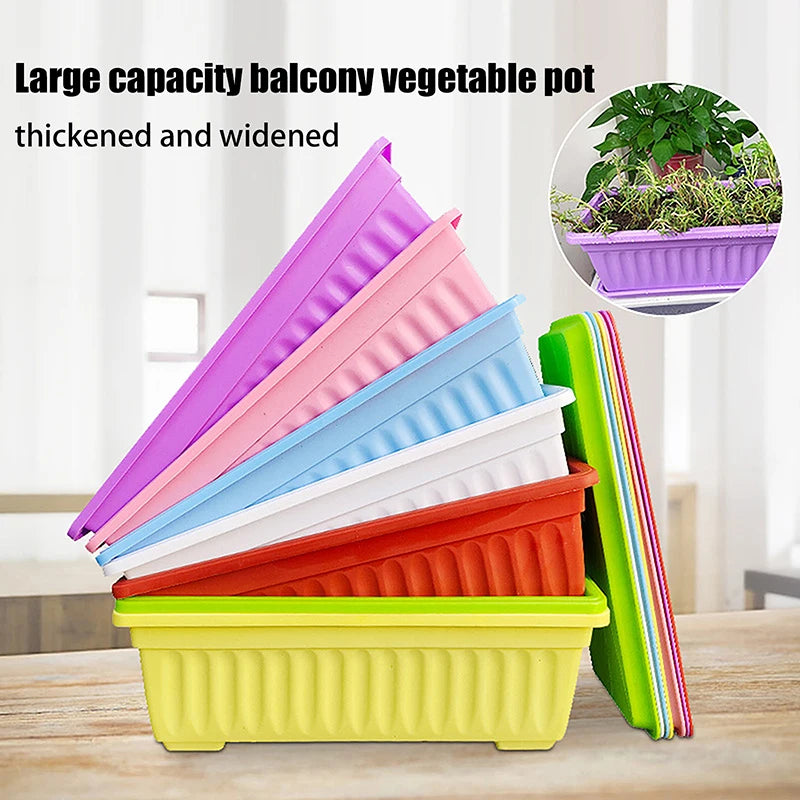 Breathable Plastic Rectangular Flowerpots 1Set Vegetable Planters For Balcony Indoor Gardening Plant Pot Home Garden Decor