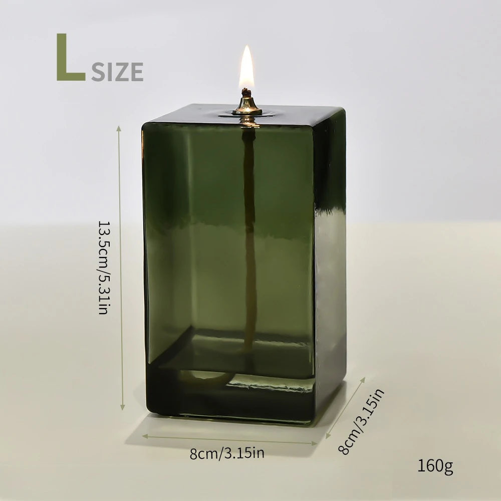 Creative Glass Candle Holder Room Decoration Color Square Candle Holder Home Furnishings Home Desktop Smoke Free Crispy Oil Lamp