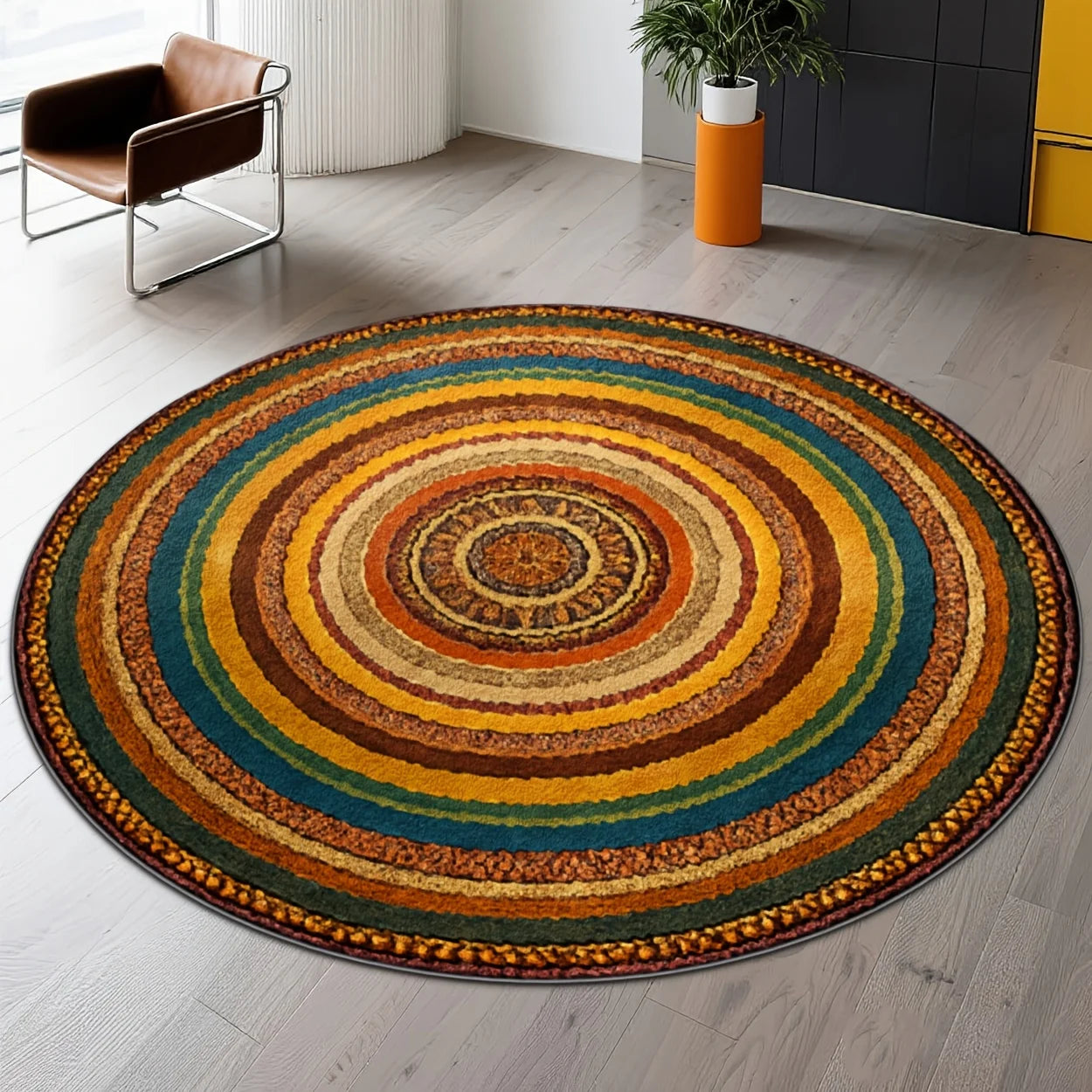 Colorful Circle Boho Round Rug Bedroom Hallway Living Room Area Rug 1/2/3pcs Laundry Floor Carpet Bathroom Entrance Doormat