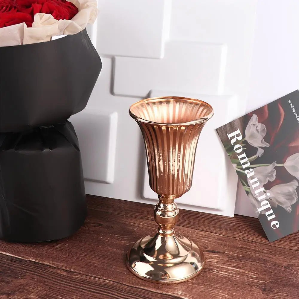 Table Gold Iron Vase Candle Holder Arrangement Wedding Flower Centerpiece Vase Wedding Props Vase Home Decoration Furnishings