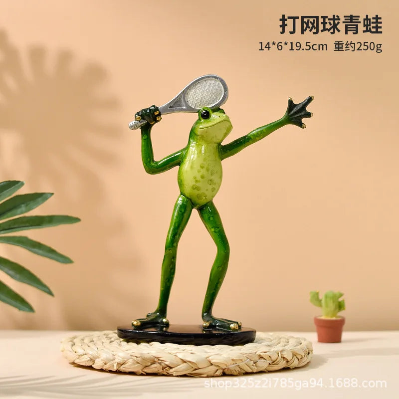 Frog Garden Statue Tennis Frog Statue Animal Decoration Frog Outdoor Sculpture Courtyard Garden Decoration Home Furnishing