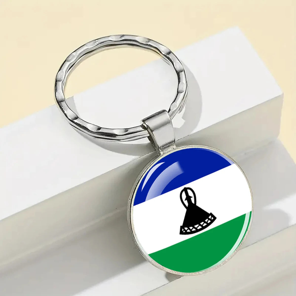 African National Flags Keychain Africa Country Algeria South African Morocco Egypt Nigeria Flag Glass Key Chain Patriot Gift