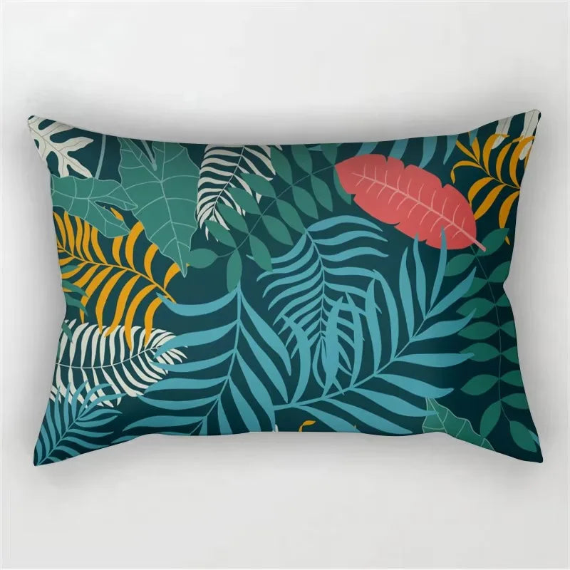 30X50cm Green Tropical Leaf Pattern Printing Decorative Living Room Backrest Home Furnishing Polyester Rectangular Pillowcase