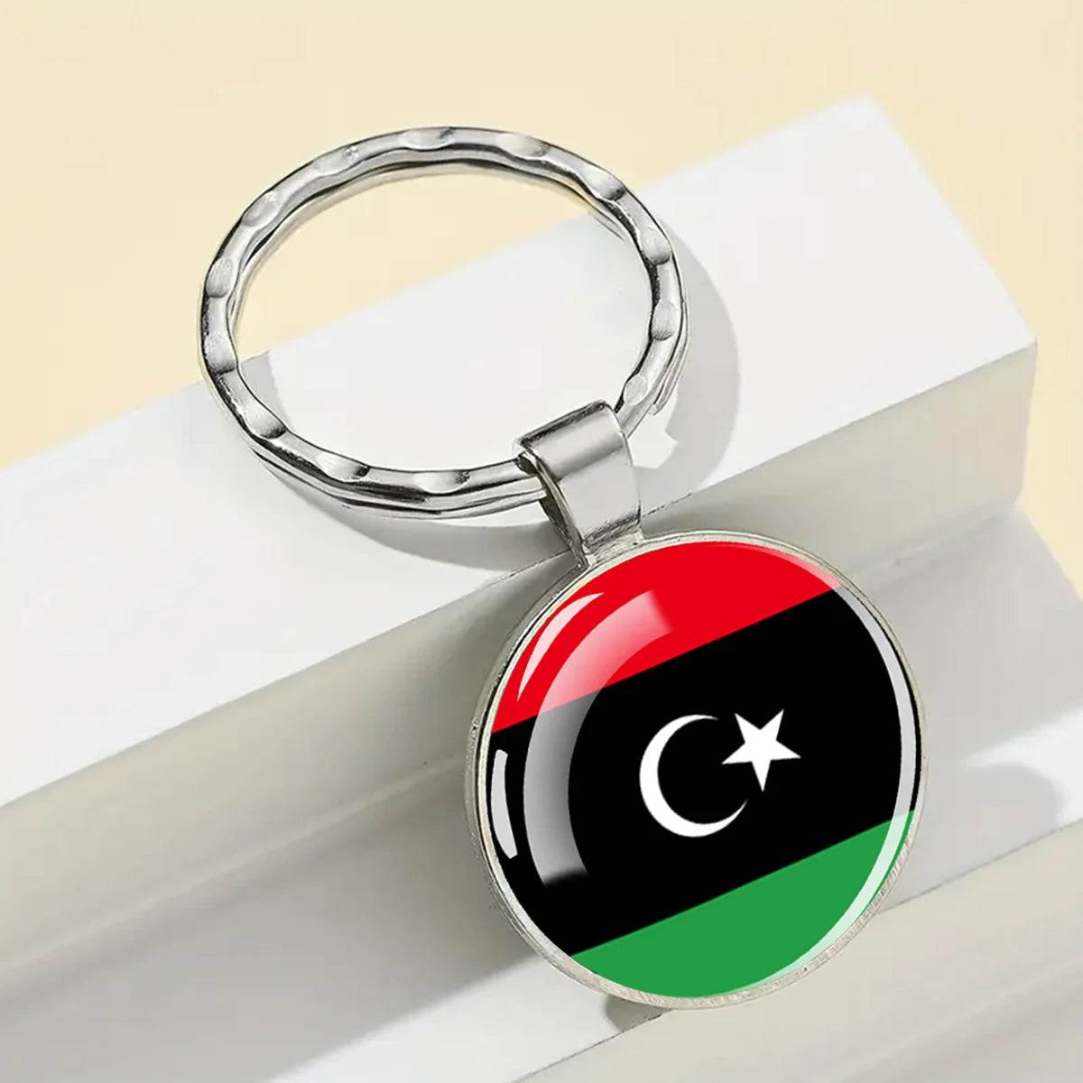 African National Flags Keychain Africa Country Algeria South African Morocco Egypt Nigeria Flag Glass Key Chain Patriot Gift