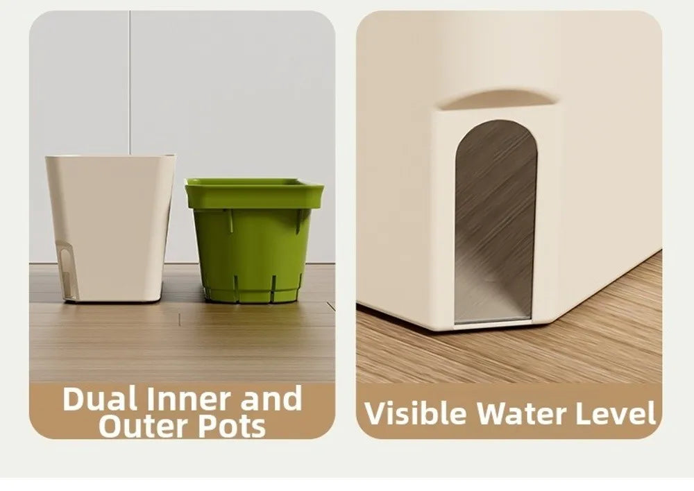 Modern Self Watering Planter Pots Decorative Visual Water Level Window Indoor Planter Herb Planter Box Succulents Plants