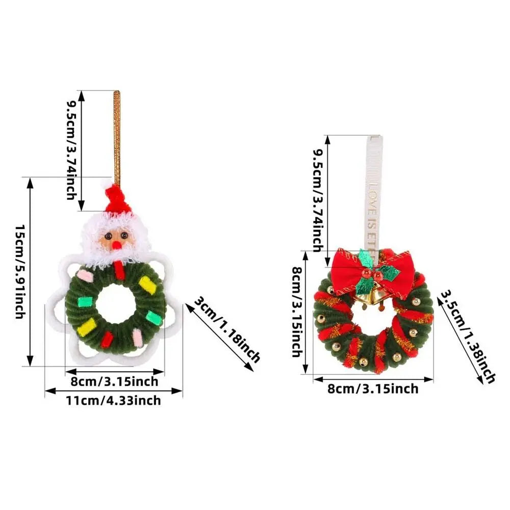 Small Size Christmas Mini Wreath Vibrant Colors Handmade Craft Holiday Hanging Pendant Bow Ribbon Lightweight