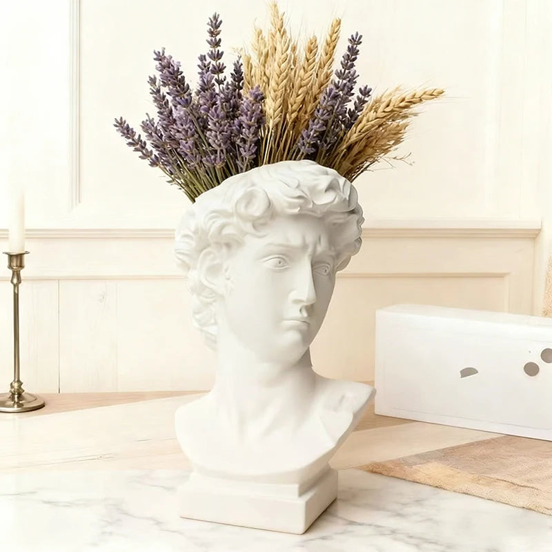 David Art Statue Flowerpot for Inserting Dried Flowers and Simulating Flowers Home Living Room Bedroom Decoration Gift