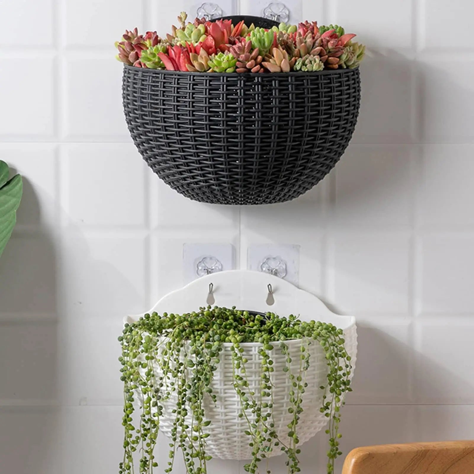 Semi-circular Flower Pot Wall-mounted No-punching Flower Basket Garden Planter Hanging Flowerpot Self watering For Home Decor