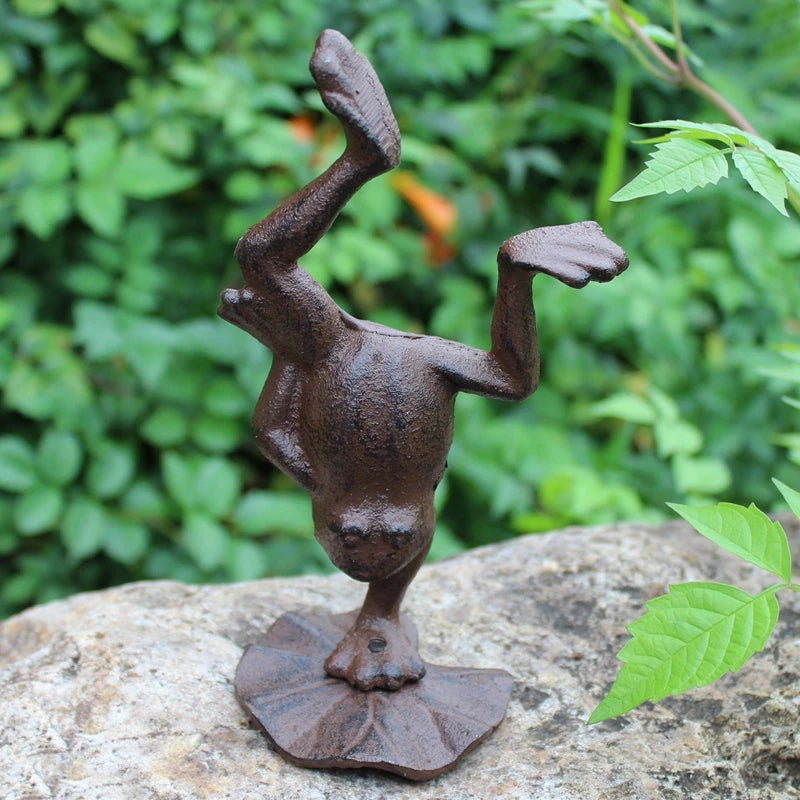 Cast iron yoga frog ornament garden potted plant rockery landscaping desktop small animal living room soft furnishing home decor