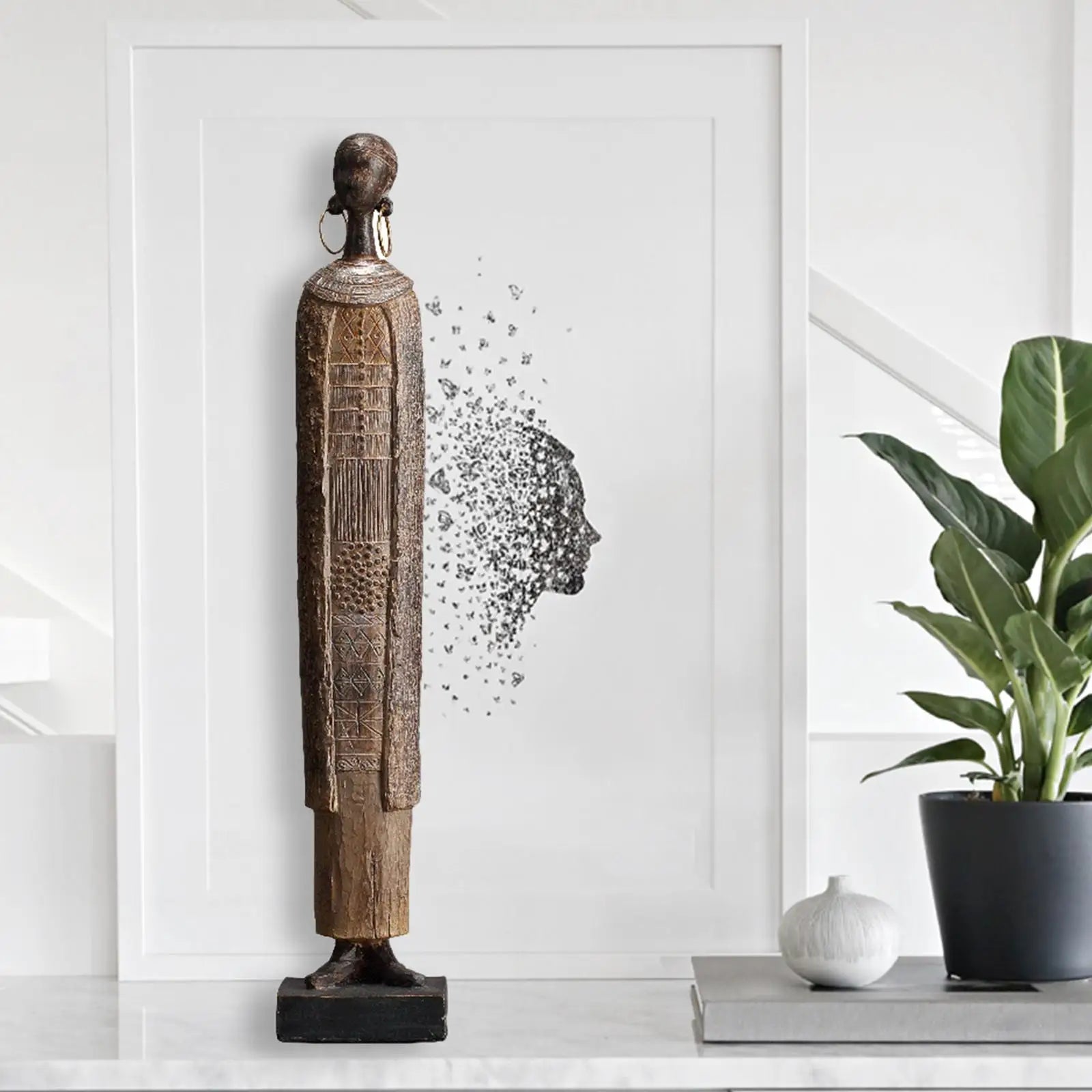 African Statue Sculpture Resin Figurines Women Girl for Home Cabinet Hotel