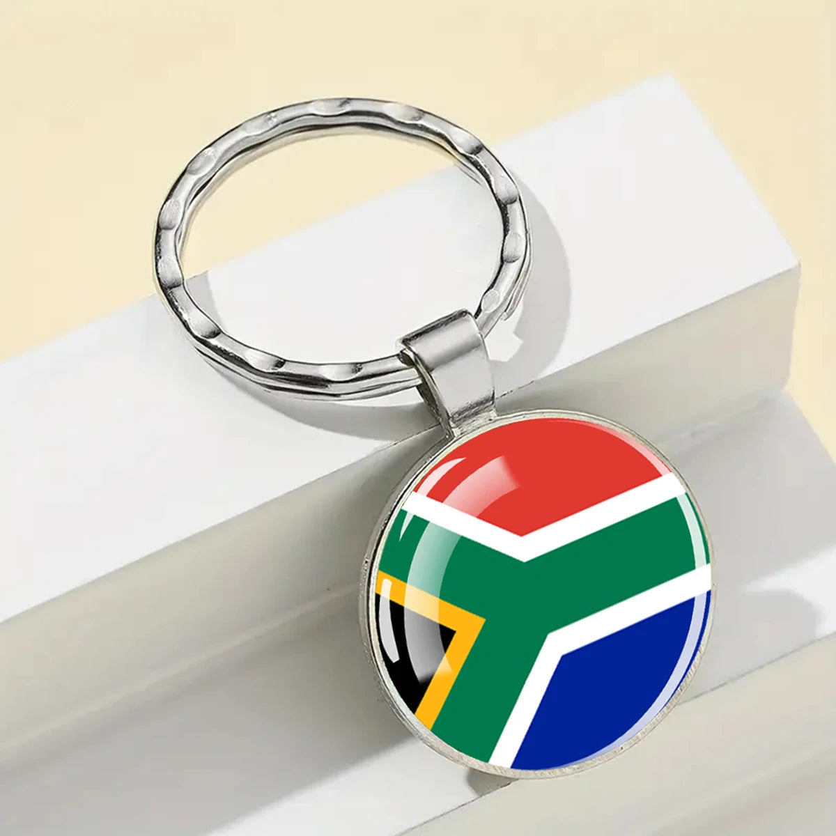African National Flags Keychain Africa Country Algeria South African Morocco Egypt Nigeria Flag Glass Key Chain Patriot Gift