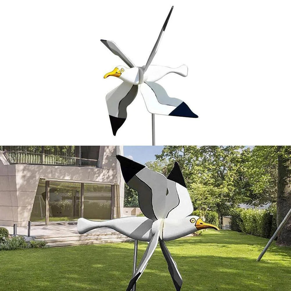 Outdoor Beach Grassland Garden Seagull Windmill Holiday Simulation Bird Personalized Courtyard Decoration Gift Accessories