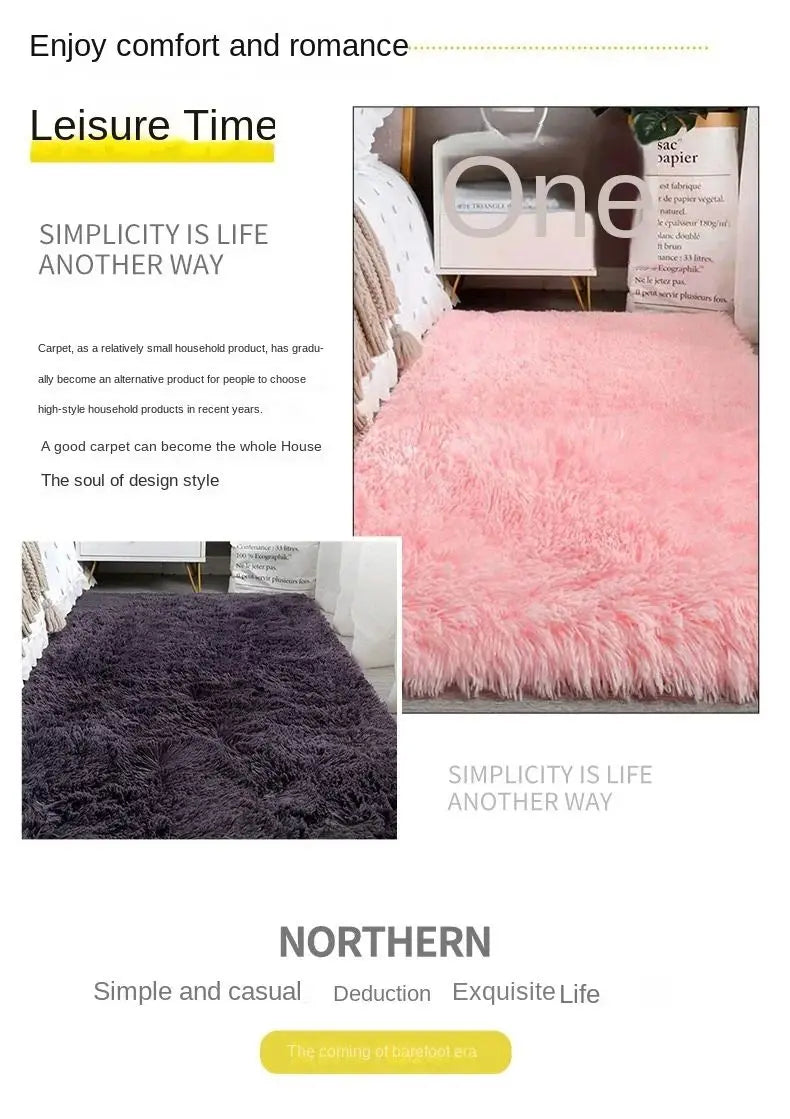 VIKAMA Silk wool Solid Colour Living Room Bedroom Bedside Sofa Soft Mat Home Light Luxury Non-slip Dirty Resistant Washable Rug