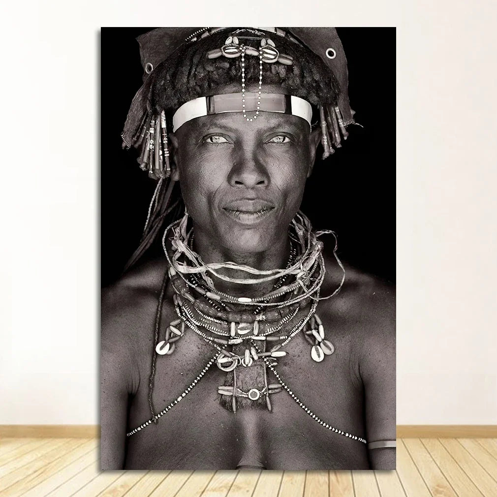 Black and White African Women Man Living Room Canvas Painting Wall Pictures Quadro Cuadros Wall Art Portrait Home Decoration