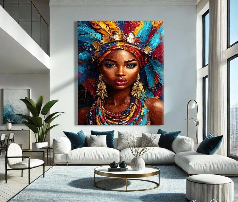 African Women Art Painting Poster Colourful Abstract African American Wall Art African Canvas Paintings Home Bedroom Decor