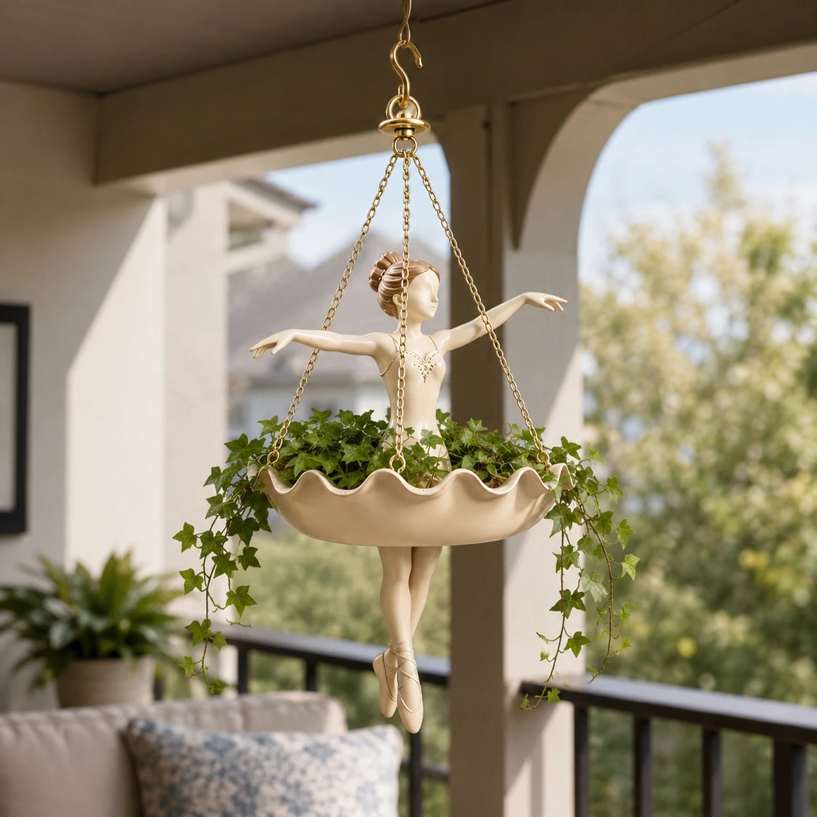 Novelty Ballerina Shaped Planter Family Exquisite Ruffled Trim Hanging Plant Pot Family Indoor Outdoor Decorative Flower Holder