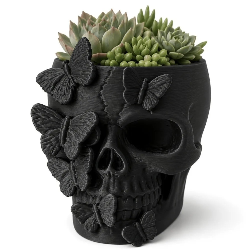 Gothic Butterfly Skeleton Statue Funny Home Decorations Flower Pot Vase Large Capacity Halloween Skull Ornaments Home