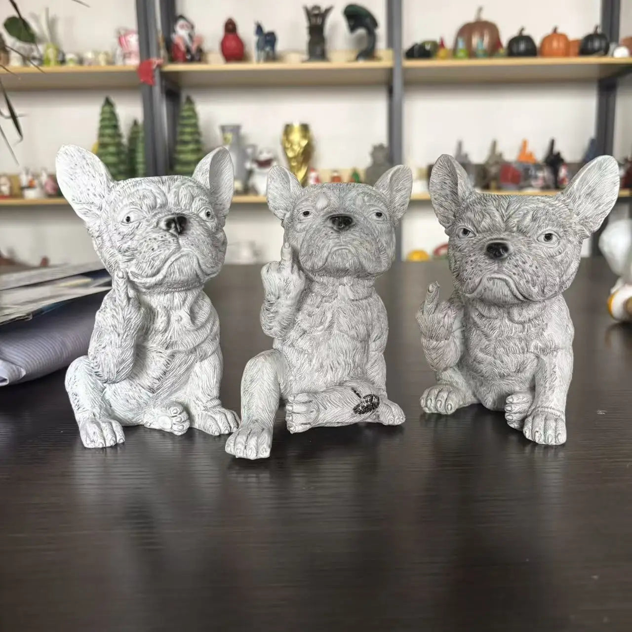 Funny Attitude Dog Planter, French Bulldog Resin Flower Pot for Indoor Outdoor Garden Ornament