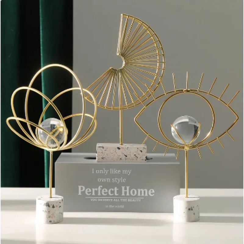Nordic Simple Metal Abstract Art Ornaments Porch Living Room TV Cabinet Office Desktop Creative Home Decoration Accessor