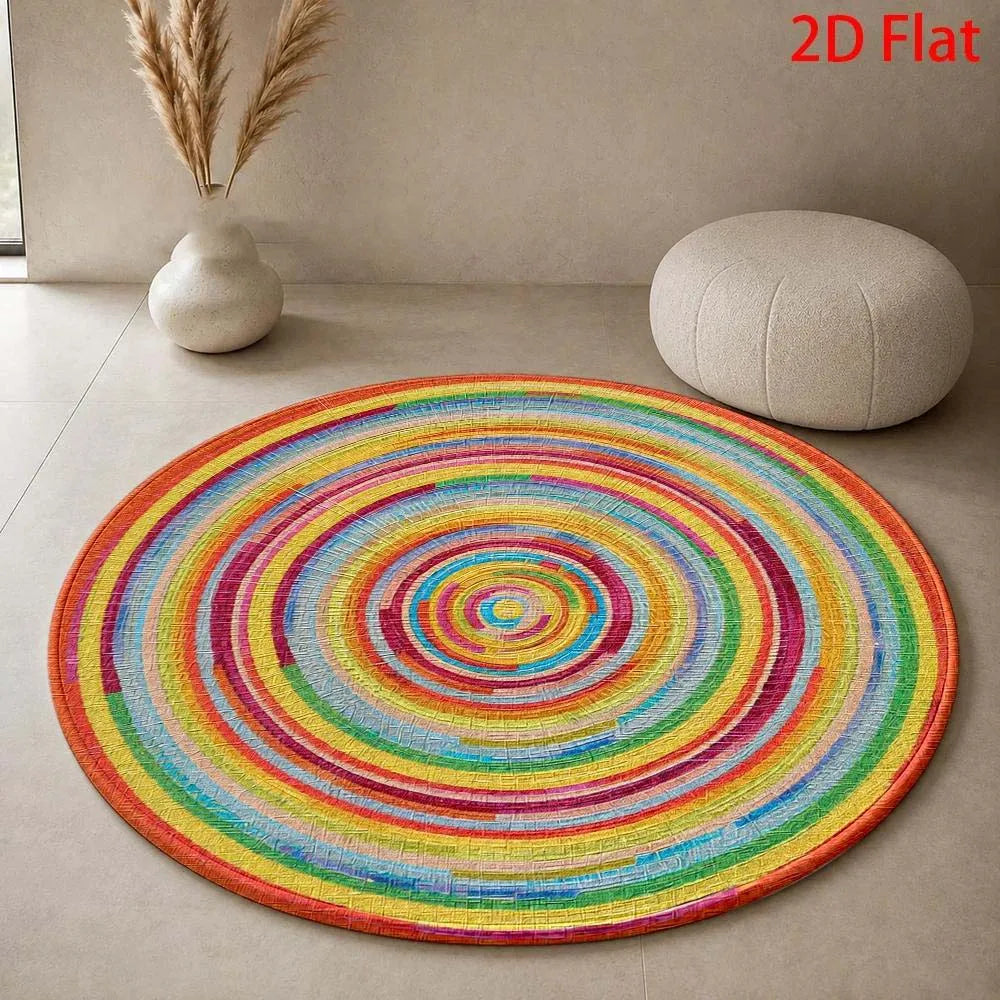 Colorful Circle Boho Round Rug Bedroom Hallway Living Room Area Rug 1/2/3pcs Laundry Floor Carpet Bathroom Entrance Doormat