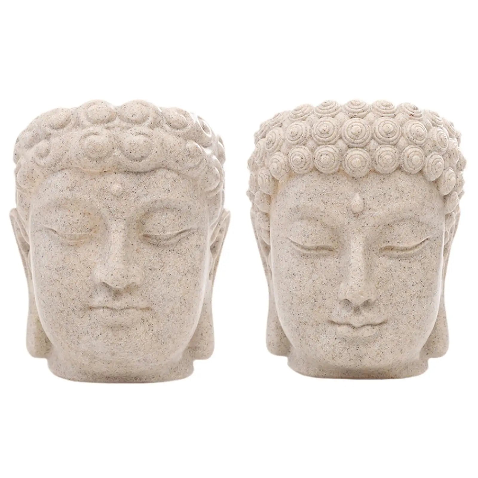 Buddha Head Figurine Flower Pot Plant Container Resin Desktop Ornament Planter for Patio Desk Shelf Indoor Outdoor Home Decor