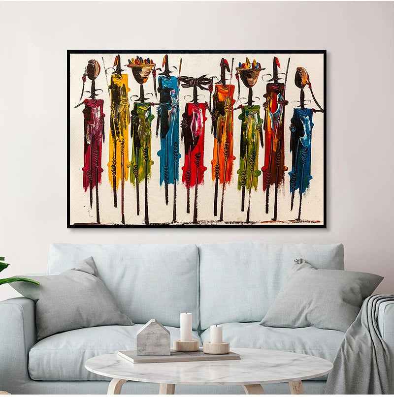 Abstract African Woman Oil Painting on Canvas Posters and Prints Wall Art Portrait Pictures for Living Room Home Decor No Frame