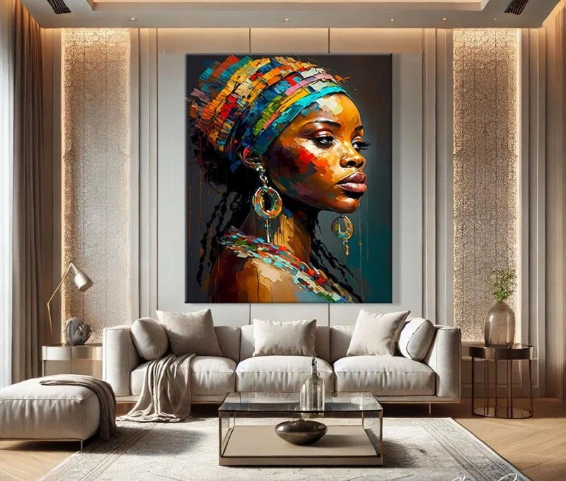 African Women Art Painting Poster Colourful Abstract African American Wall Art African Canvas Paintings Home Bedroom Decor