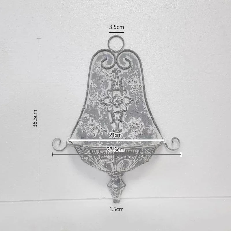 Hat Shape Wall Mounted Flower Basket Metal Ironwork Home Furnishings Garden Ornaments Printed Relief Wall Flower Pot Decorate
