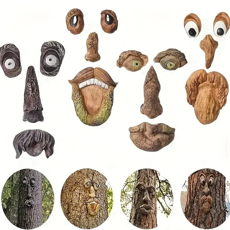 Tree Face Ornaments, Creative Garden Decorations, Resin Crafts, Yard Decor, Wall Embellishments
