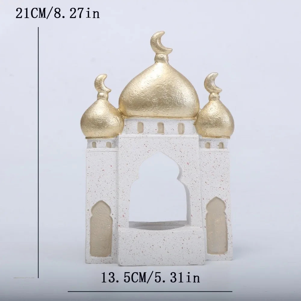 Middle Eastern Style Resin Statue Decor Castle House Kaaba Dome Mosque Islamic Desktop Ornament Islamic Theme Ramadan Muslim