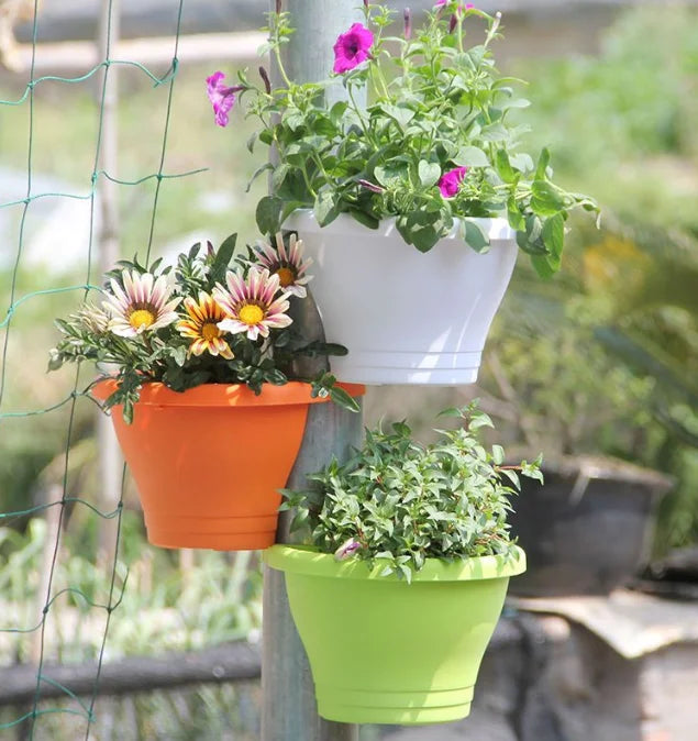 Hanging Flower Pot Creative Basket Storage Gutter Downspout Flowerpot Indoor Useful Railing Hanging Planter Plastic Flower Pot