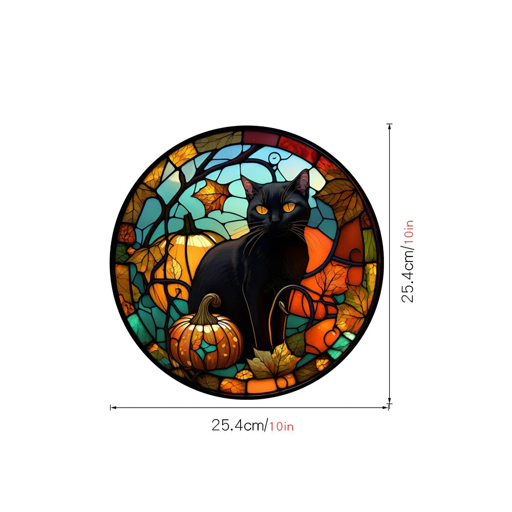 Halloween PVC Static Glass Stickers Scary Castle Cat Glass Stickers Non Adhesive Removable Party Home Decorations