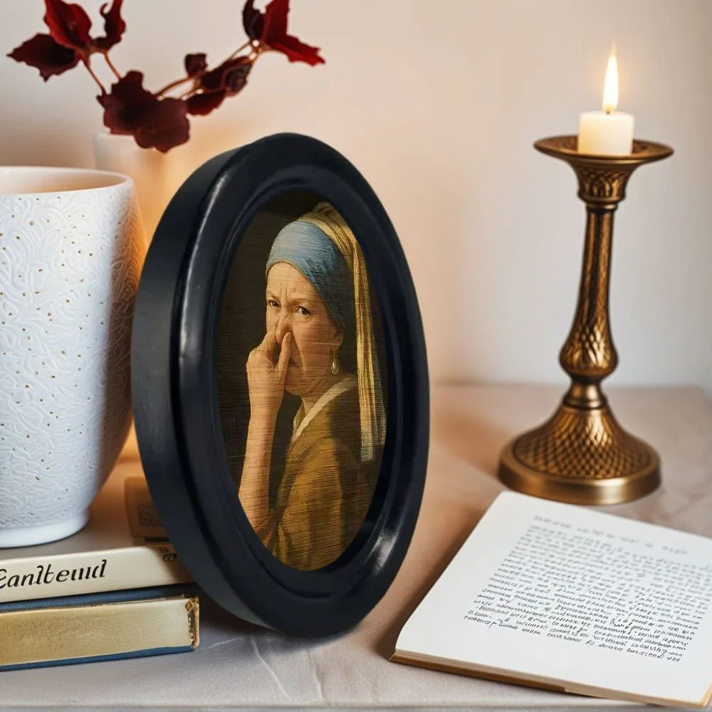 6X-1 Piece of Mini Girl Wall Decor with A Quirky Girl Pattern, Framed Decorative Painting with Funny and Exaggerated