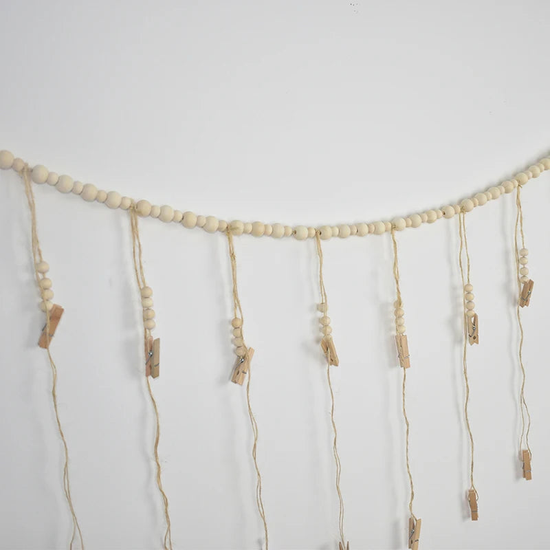 .Photo Display Wall Hanging Decor Boho Home Decoration Wooden Beads Macrame Tapestry For Wall Hanging Room Decors Aesthetic Gift