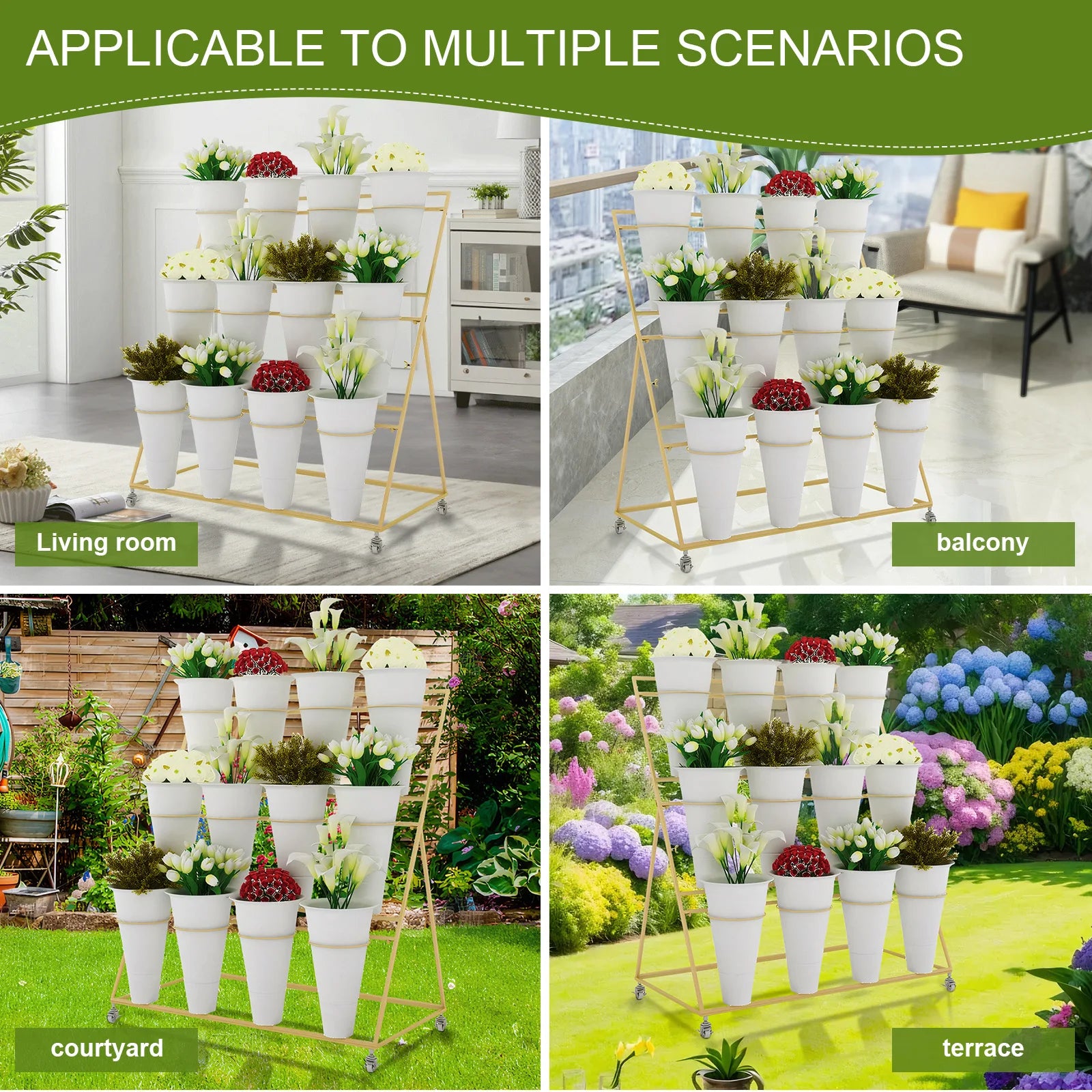 12 PCS Flower Display Stand Buckets White Plastic Flower Pots Large Capacity Plant Planter for Home Patio Balcony Garden