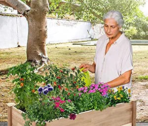 Wood Raised Garden Bed Large Wooden Planter Box Flower Herb Gardening Beds Outdoor With Legs