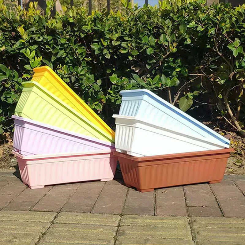 Breathable Plastic Rectangular Flowerpots 1Set Vegetable Planters For Balcony Indoor Gardening Plant Pot Home Garden Decor