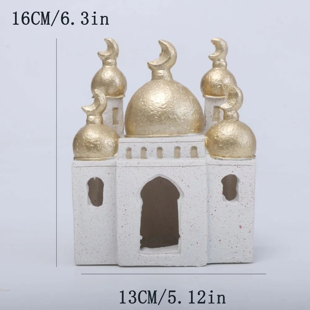 Middle Eastern Style Resin Statue Decor Castle House Kaaba Dome Mosque Islamic Desktop Ornament Islamic Theme Ramadan Muslim