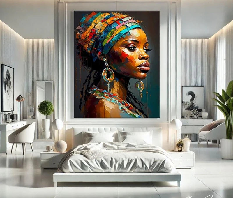 African Women Art Painting Poster Colourful Abstract African American Wall Art African Canvas Paintings Home Bedroom Decor