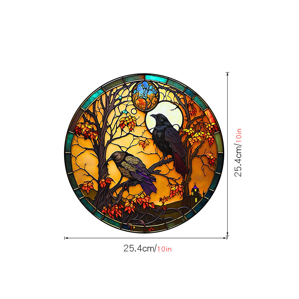 Halloween PVC Static Glass Stickers Scary Castle Cat Glass Stickers Non Adhesive Removable Party Home Decorations