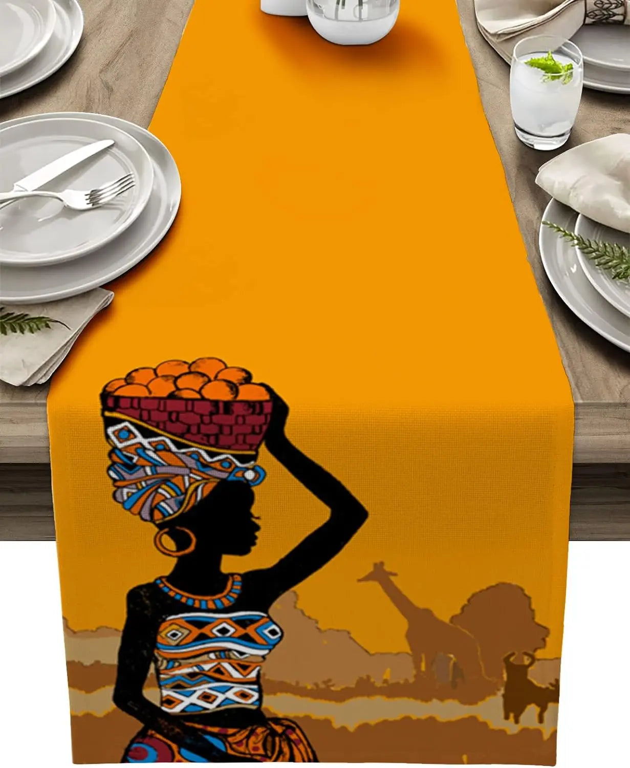 Black Girl African Egyptian Women Linen Table Runners Dresser Scarves Table Decor Farmhouse Table Runners Party Decorations